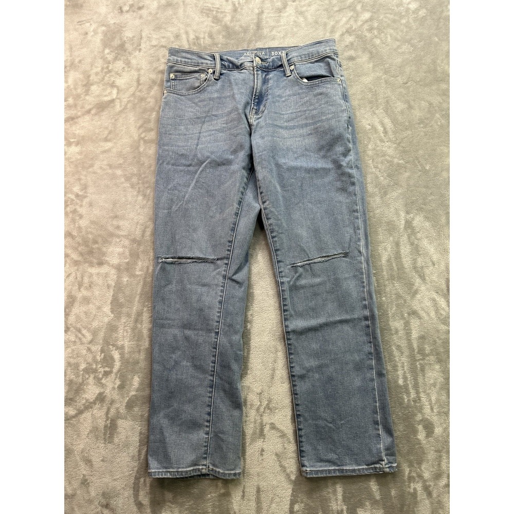 Arizona Jeans Mens Sz 30x30 Light Blue Straight Whiskered Stretch Work Western